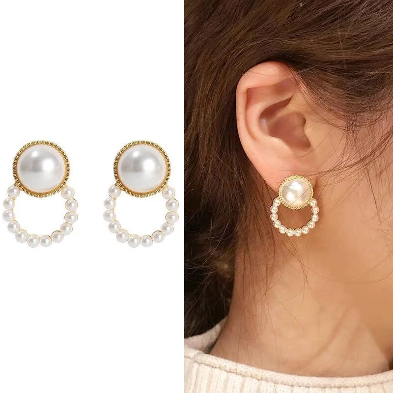 

Elegant Large Pearl Dangle Earrings For Women Girls Trendy Classic S925 Silver Korean Fashion Pearl Earrings Fashion Jewelry