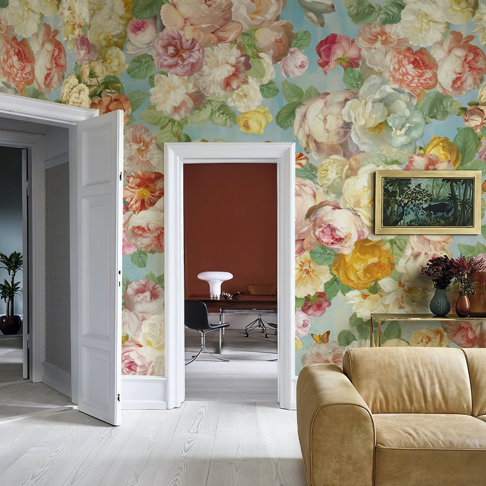 Zeeko розовая Цветочная Акварельная Настенная роспись пилинг и наклейка холст