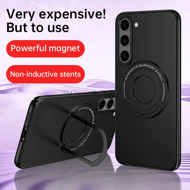 

Luxury Magnetic Holder Shell For Samsung Galaxy S23 Ultra Plus Case Magsafe Wireless Charging Ring Ultra-thin Shockproof Cover