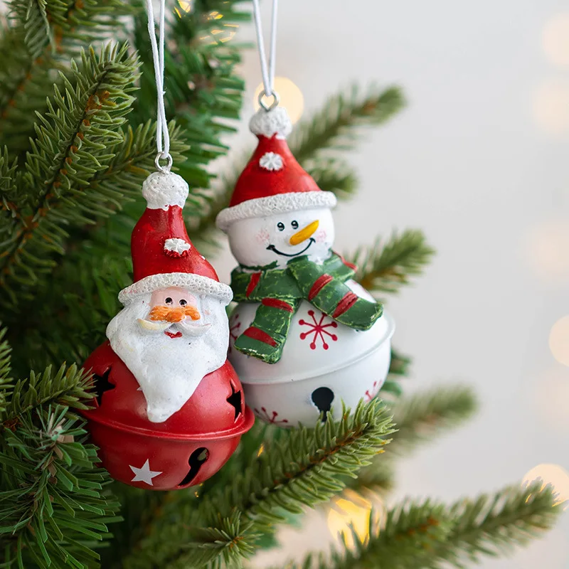 

Рождественский полимерный старинный кулон со снеговиком, колокольчиком, Рождественское украшение из кованого железа, Колокольчик для елки...