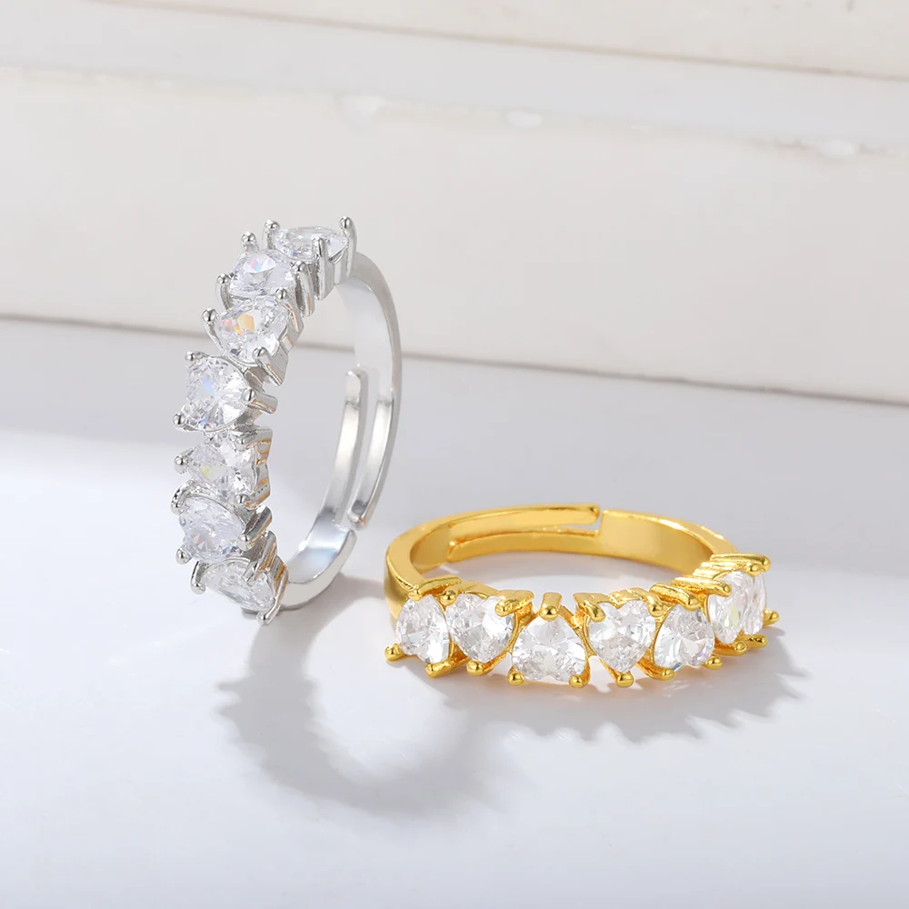 

Gold Plated Rings For Women Heart Zircon Luxury Engagement Rings Fashion Classic Wedding Party Jewelry Accessories Gifts
