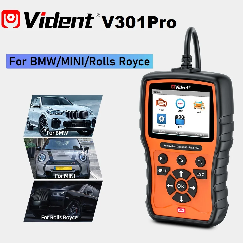 

Vident V302PRO For BMW Full System OBD2 Automotive Diagnostic Tools Active Test 14 Reset Function Code Reader Free Upgrade