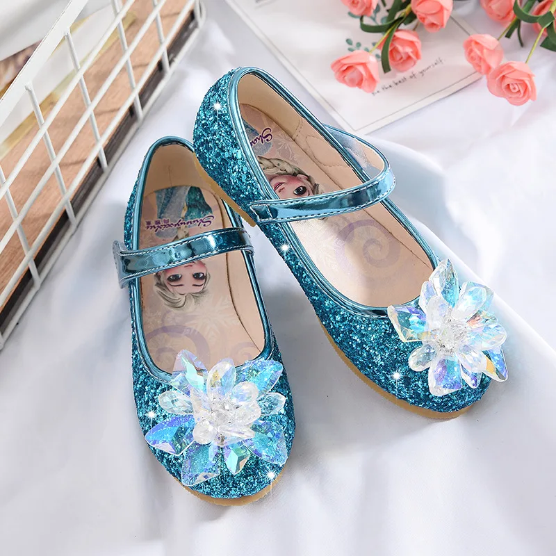 

Disney's new baby children's Frozen elsa shoes girls princess shoes girls rhinestone shoes Flat bottom anti-skid