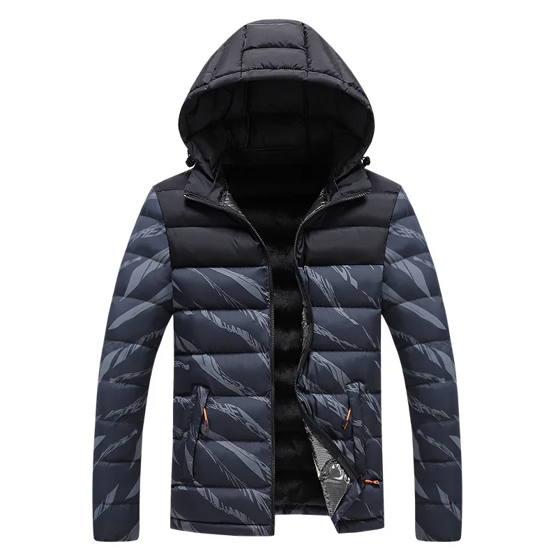 Didiboer Autumn Winter Men Hooded Parkas Jackets Men Thicken Trend Hat Detachable Casual Warm Cotton Parka Jacket Men Clothing