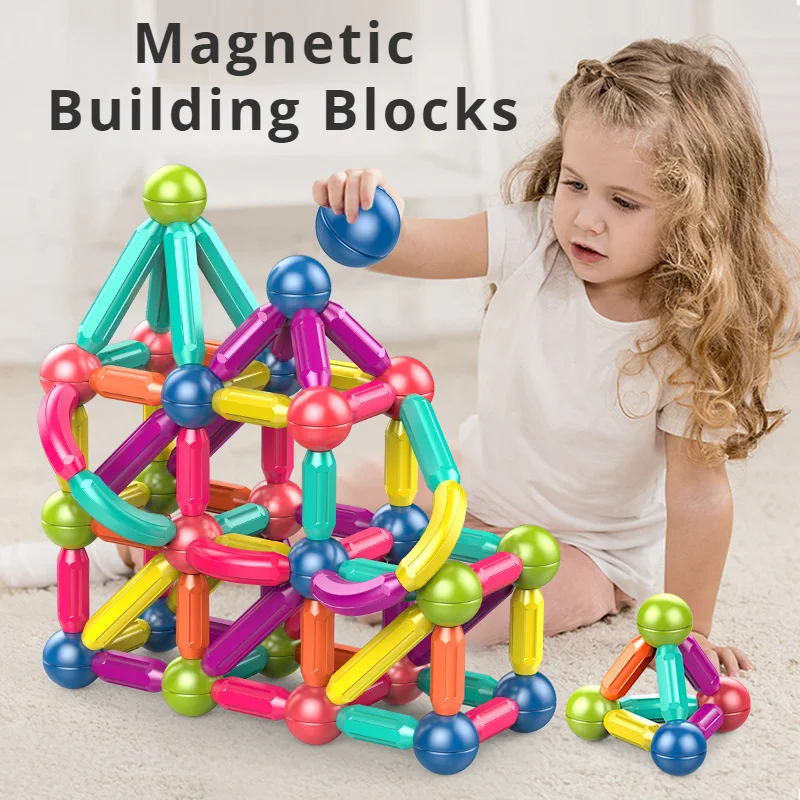 

Magnetic Stick Building Blocks Big Size Designer Magnets Constructor Bricks Rod Montessori Educational Toys For Children Gifts