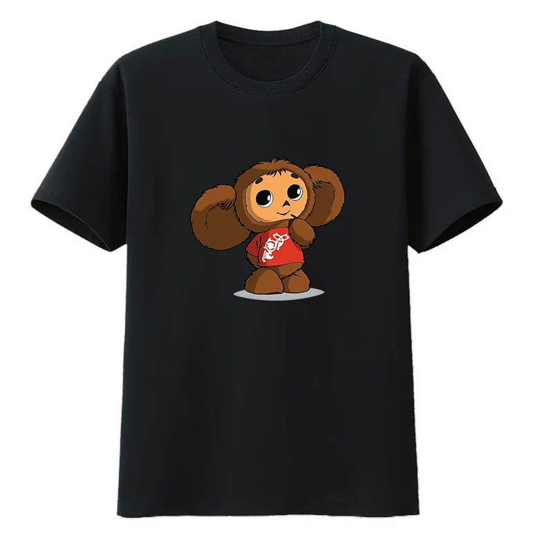 

Cheburashka Cotton T-Shirts Summer O-neck Short Sleeve Unnisex Tee Aesthetic Novelty Otaku Tshirt Kawaii Clothes Koszulki Cute