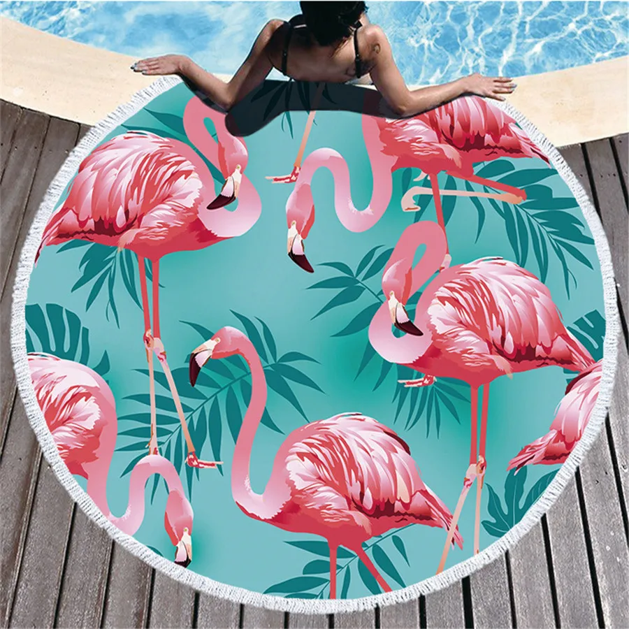 

Towel Beach Towel Shawl Fast Drying Swimming Gym Camping Big Round Beach Towel Flamingo 3D Printed Beach Towel 01