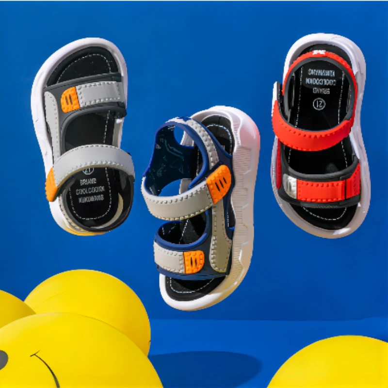 

Summer Children's Baotou Sandals Korean Version Of Non-slip Soft Bottom Velcro Small Medium And Big Boys Beach Shoes Baby Sandal