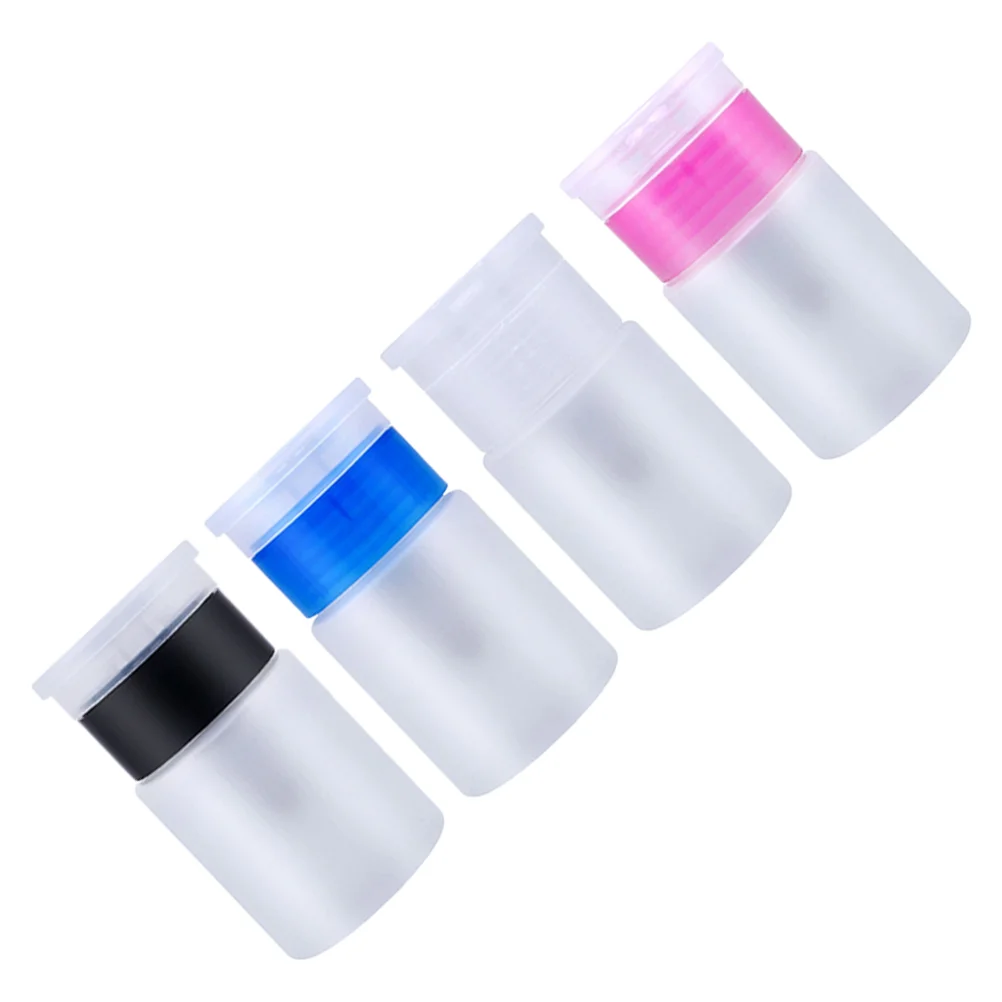 

4pcs Push Down Empty Pump Dispensers Remover Bottle Fillable Makeup Containers for Nail ( Mixed Color )