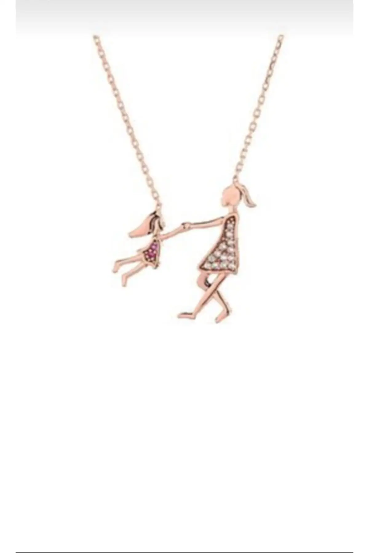 

Women Sterling Silver Rose Plated All Pure Original 925 Sterling Mother and Child Happiness Love Silver Necklace