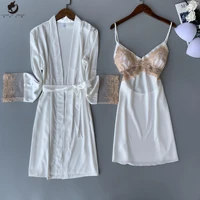 flame of dream spring and summer sexy suspender robe womens ice silk two piece suit home clothes 22478