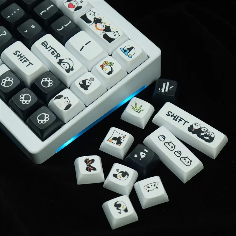 

Gaming Mechanical Keyboard PBT Keycaps XDA Profile Black White Panda Theme 132 Keys 61 64 68 75 84 87 104 108 Key Layout Custom