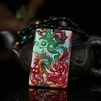 natural color jade hand carved dragon pendant fashion boutique jewelry mens and womens seven color dragon necklace