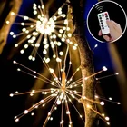 Праздничная подвесная гирлянсветильник Starburst с дистанционным управлением, водонепроницаемая светодиодная лента фейерверка, сказосветильник гирлянда, уличное рождественское освещение