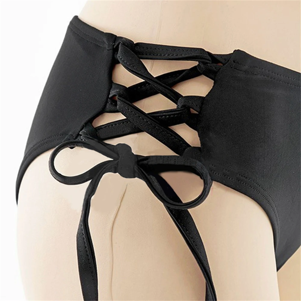 Anime Misa Amane Cosplay Costume Two Piece Swimsuit Women Girls Sexy Halter Cross Rope Bathing Suit Halloween Outfit