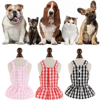 spring and summer sweet puppy dog dress cotton plaid pet dresses for small dogs chihuahua yorkshire pet skirt clothes wedding