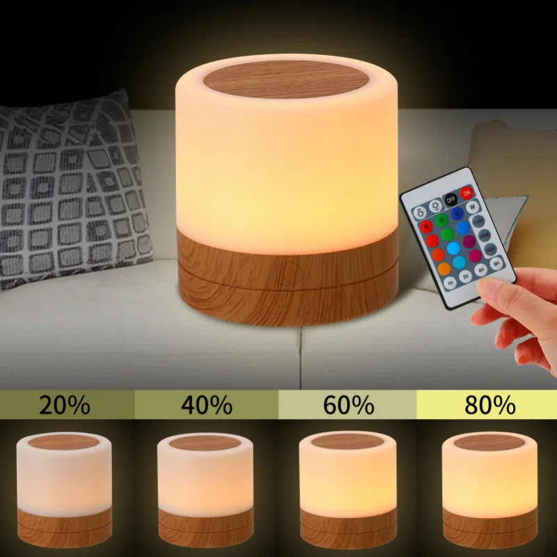 

Touching Control 3W Desktop Leds Colorful Night Light Bedroom Bedside Light Night Lamp With Remote-Controller Timer