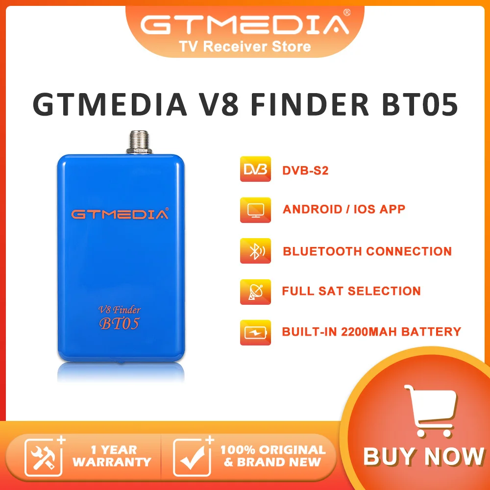 Фото GTMEDIA V8 Finder BT05 DVB-сателлитный измеритель сигнала, портативный DVB-S2 поисковик сигнала с Bluetooth-подключением, обновление через приложение для Android и iOS. №1