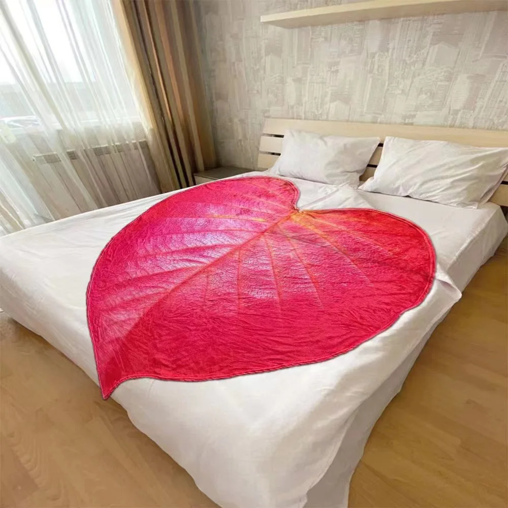 

Super Soft Printed Giant Green Leaves Throw Blanket Fleece Cozy Leaf Blanket for Bed Sofa Room Home Decoration