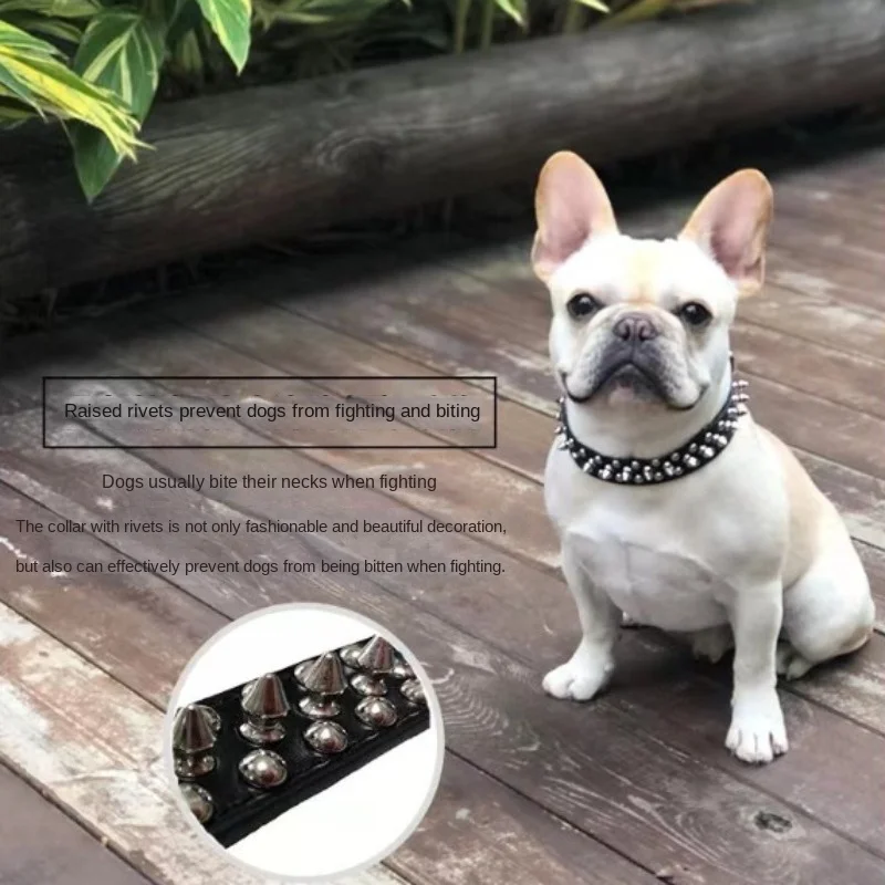 Pet dog collar Super cool bite resistant rivets PU leather d
