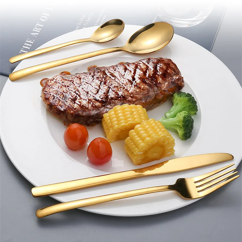 Высококачественные утолщенные столовые приборы из нержавеющей стали с длинной