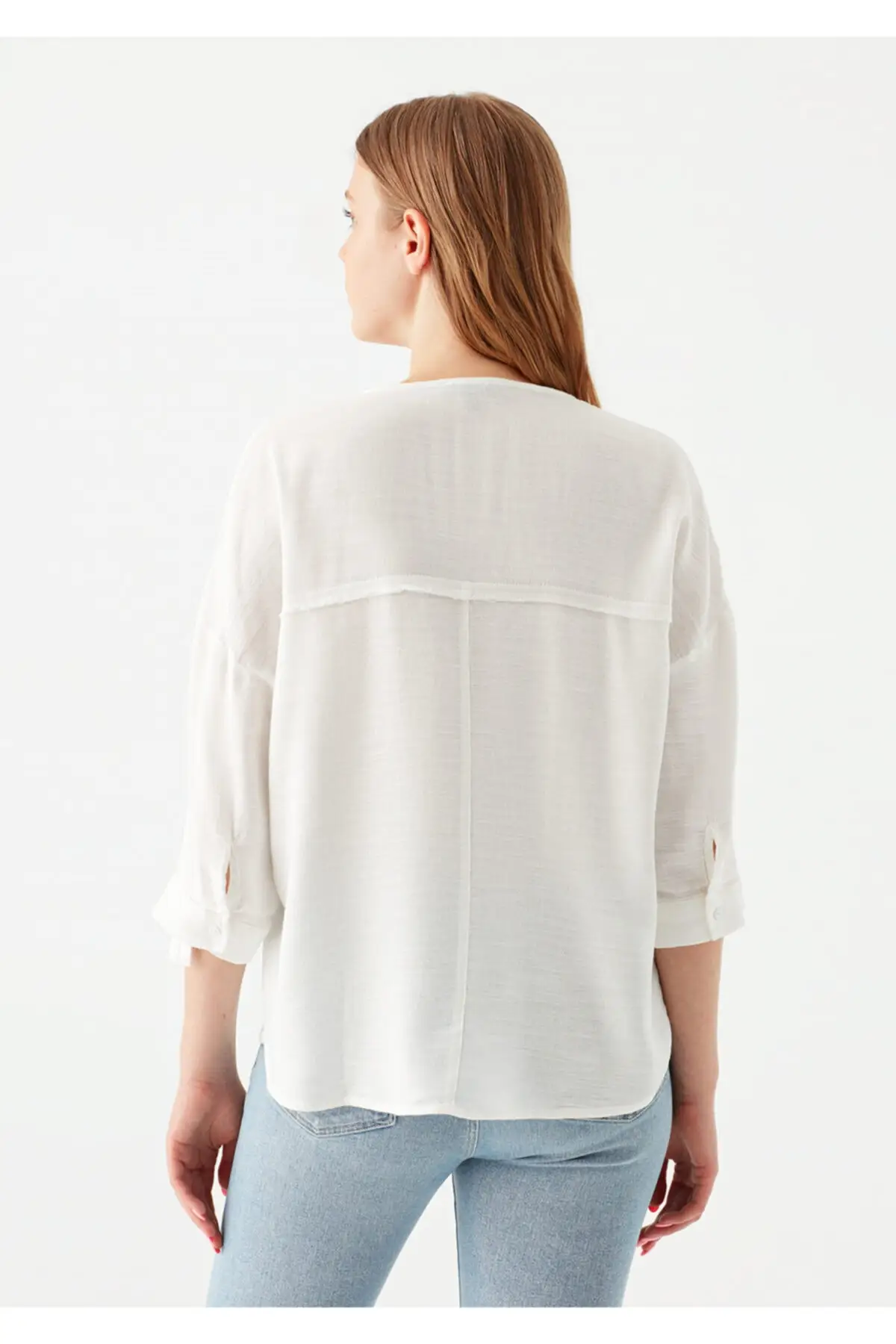 

White V-Neck Blouse Women Blouse 2021