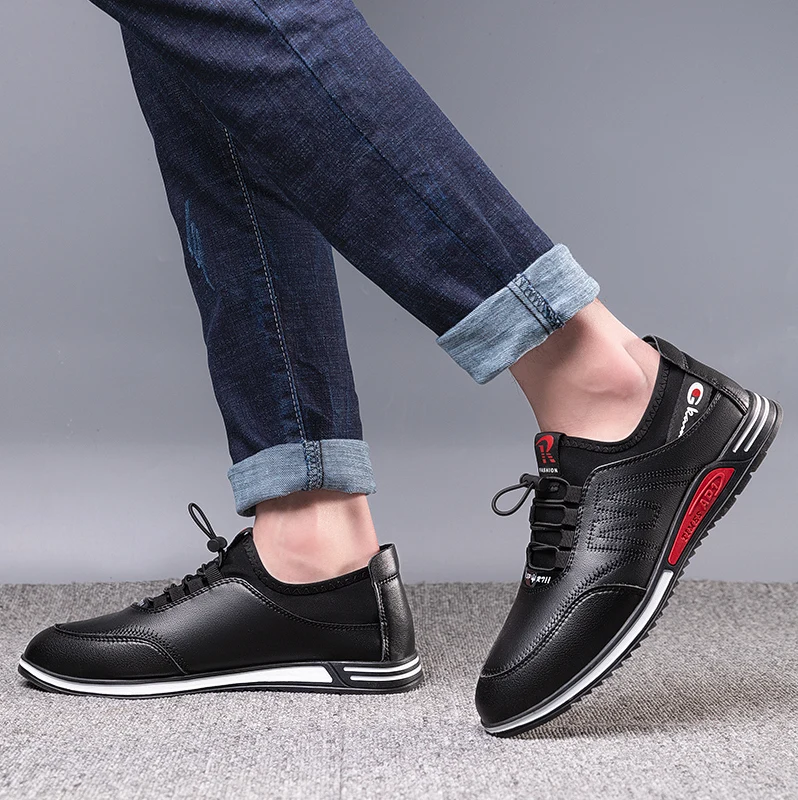 2022 New Arrival PU  Shoes for Men Trend Casual Shoe Ultra Light Leisure Male Sneakers Mens Business Shoes Outdoor Driving Shoes
