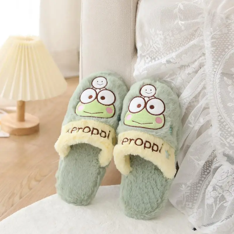 

Kawaii Sanrioed My Melody Kuromi Keroppi Slippers Cute Cartoon Girl Parent-Child Indoor Cotton Slippers Warm Shoes Anti-Slip