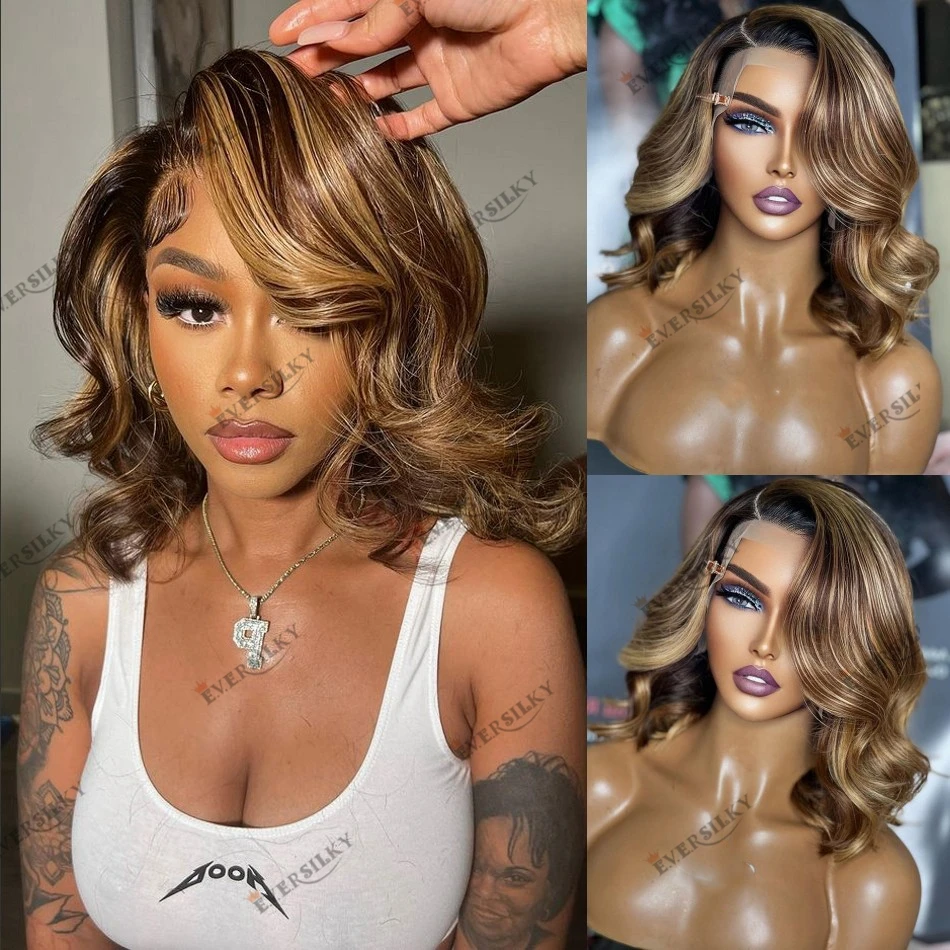 

Loose Wave Human Hair Highlight Brown Blonde Lace Front Wigs for Black Women Brazilian Remy Hair 360 Lace Frontal Wigs