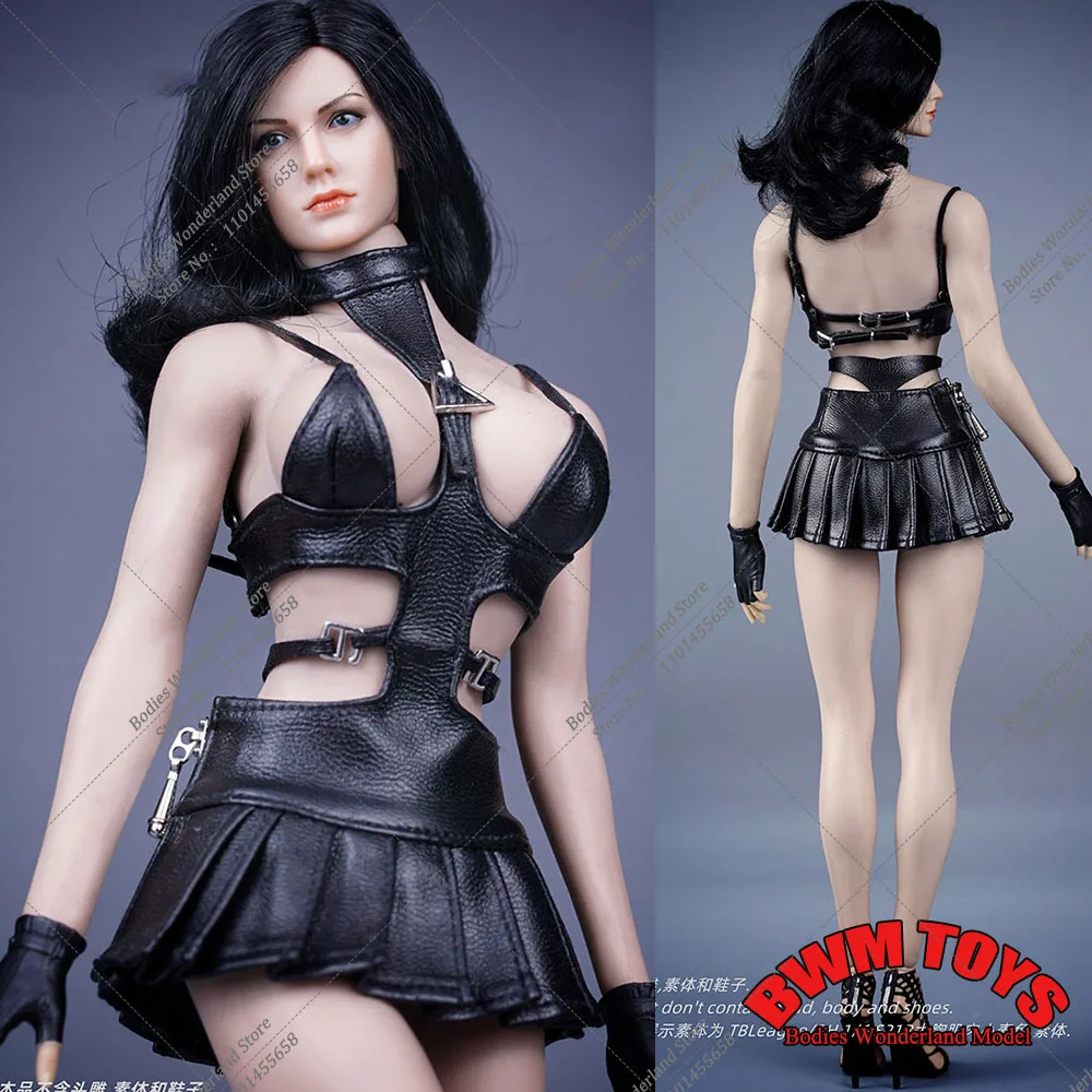 Масштаб 1/6 женский комбинированный костюм ночного агента кожаное мини платье