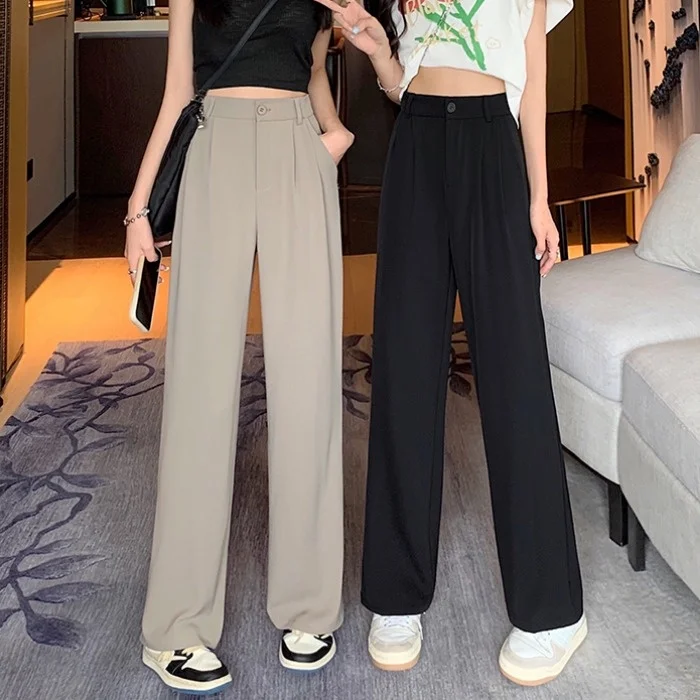 Summer Thin Casual Wide Leg Pants For Women 2022 New High Waist Sagging Suit Pants For Small Men Straight Long Pants