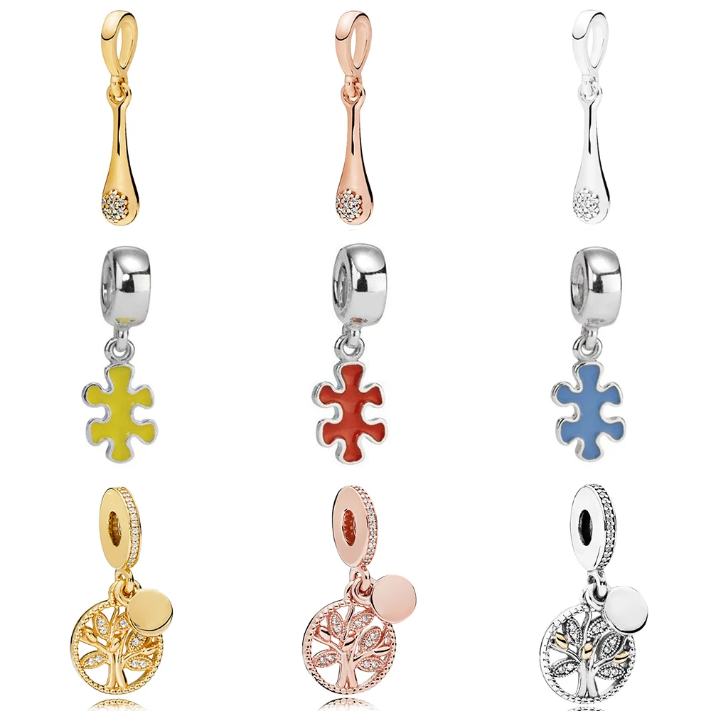 

New S925 Silver Rose Golden Tree of Life Is Hollow-out Pendants, Beaded DIY A Variety of Tie-in Necklace Jewelry Accessories