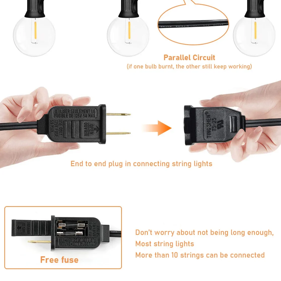 Светодиодная гирлянда с шариками G40 водонепроницаемый уличный шнурок лампочками