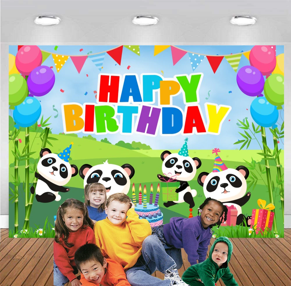 

Cartoon Panda Backdrop Kids Baby Shower 1st Birthday Party Decoration Bamboo Forest Custom Banner Poster Background Photo Studio