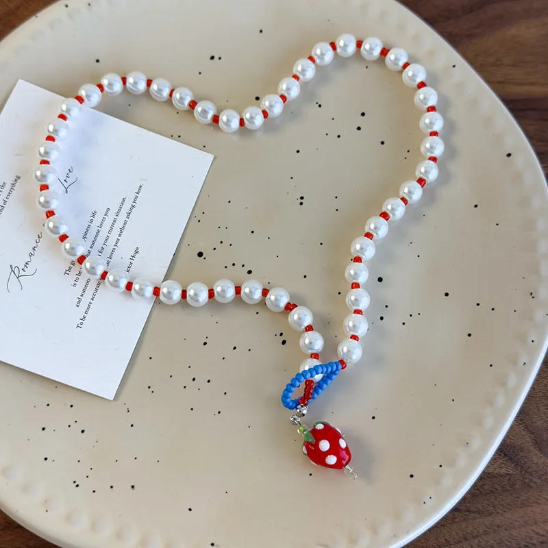 Minar забавные красные смоляные стеклянные бусины с клубникой и фруктами имитация