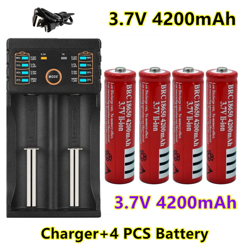 

Bateria recarregável de liion de 3.7v para lanterna led torch batery litio bateria + carregador