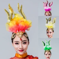 modern dance headdress performance headpiece flame flower party atmosphere hula dance accessories