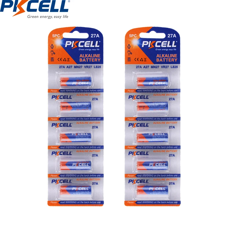 

10Pcs/2card 27A 12V Battery MN27 27A A27 L828 Battery For Doorbell Alkaline Batteries Remote Control Flshalight PKCELL