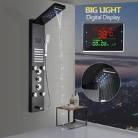 shower panel column big screen blue light shower head stainless steel massage jets mixer shower