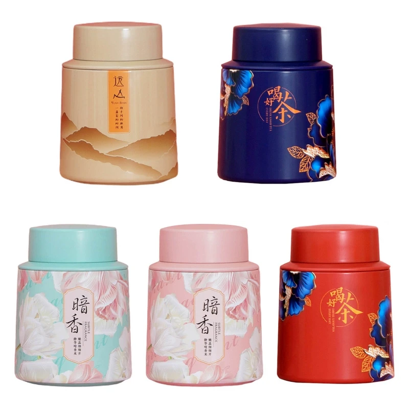 

Exquisite Loose Leaf Tea Tin Round Storage Container for Festival Present 4.4oz