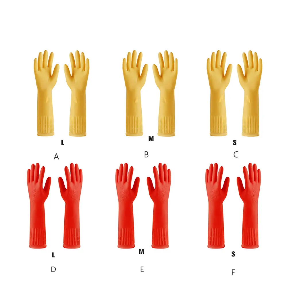 

2X Rubber Gloves Kitchen Gadget Gardening Tool Exquisite No Leakage Multipurpose Yard Washing Glove Dishwashing Mitten Red