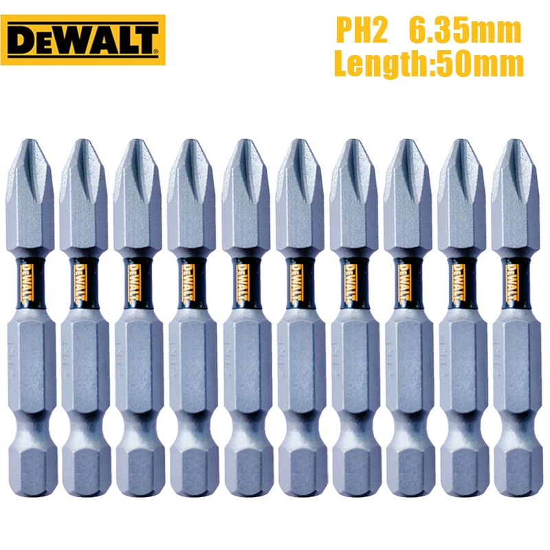 DEWALT 50mm PH2 Drill Bit Anti-Slip Hex Shank Phillips #2 Magnetic High Hardness Electric Screwdriver Head Set Original Bits