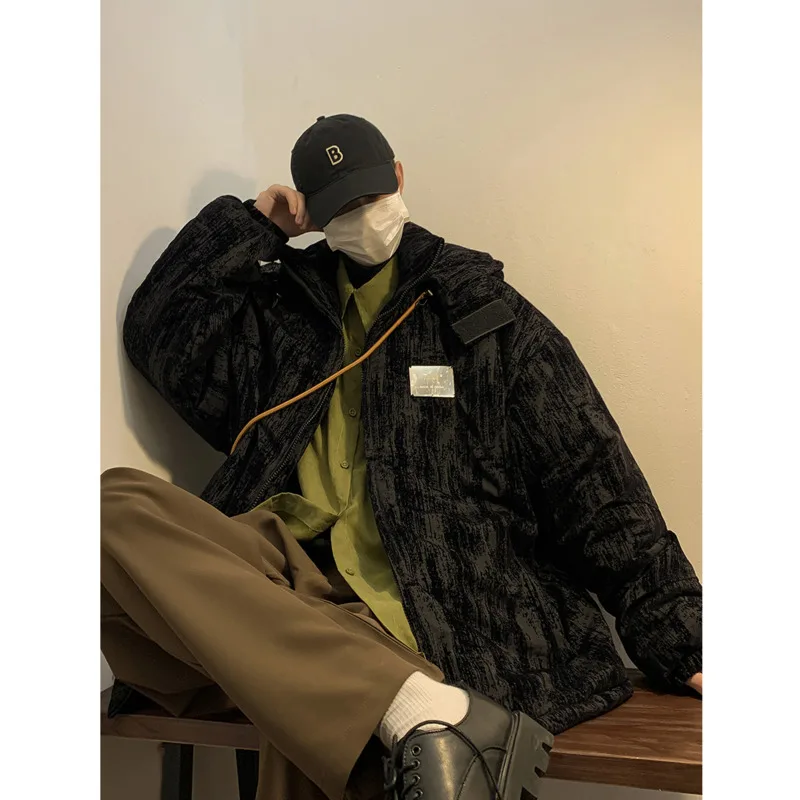 Winter Jacket Men Warm Fashion Black Beige Thicken Jacket Men Streetwear Korean Loose Thick Short Coat Mens Oversize Clothes