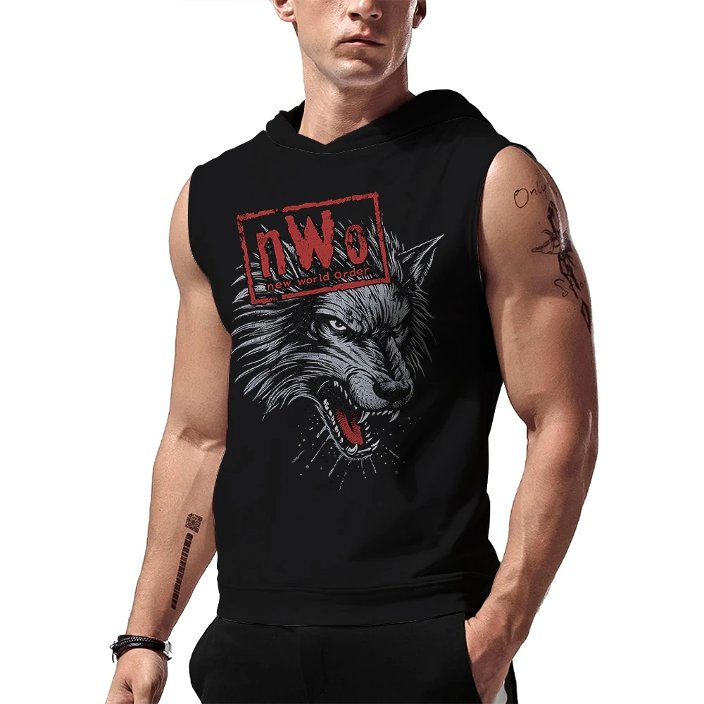 Мужская черная майка с капюшоном NWo Wolfpack с 3D-принтом, быстросохнущая, дышащая, для спортзала, повседневная, без рукавов. (art.: 3920db538fa7d) - 3920db538fa7d