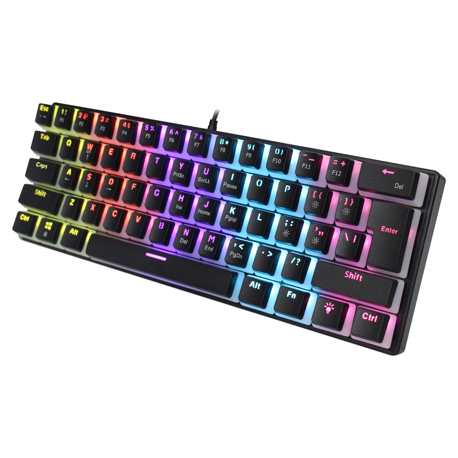 

Durable ABS Key Cap Office 61 Keys Software Supported Home Wired Gaming Keyboard RGB Backlight Computer Ergonomic 60% Mechanical