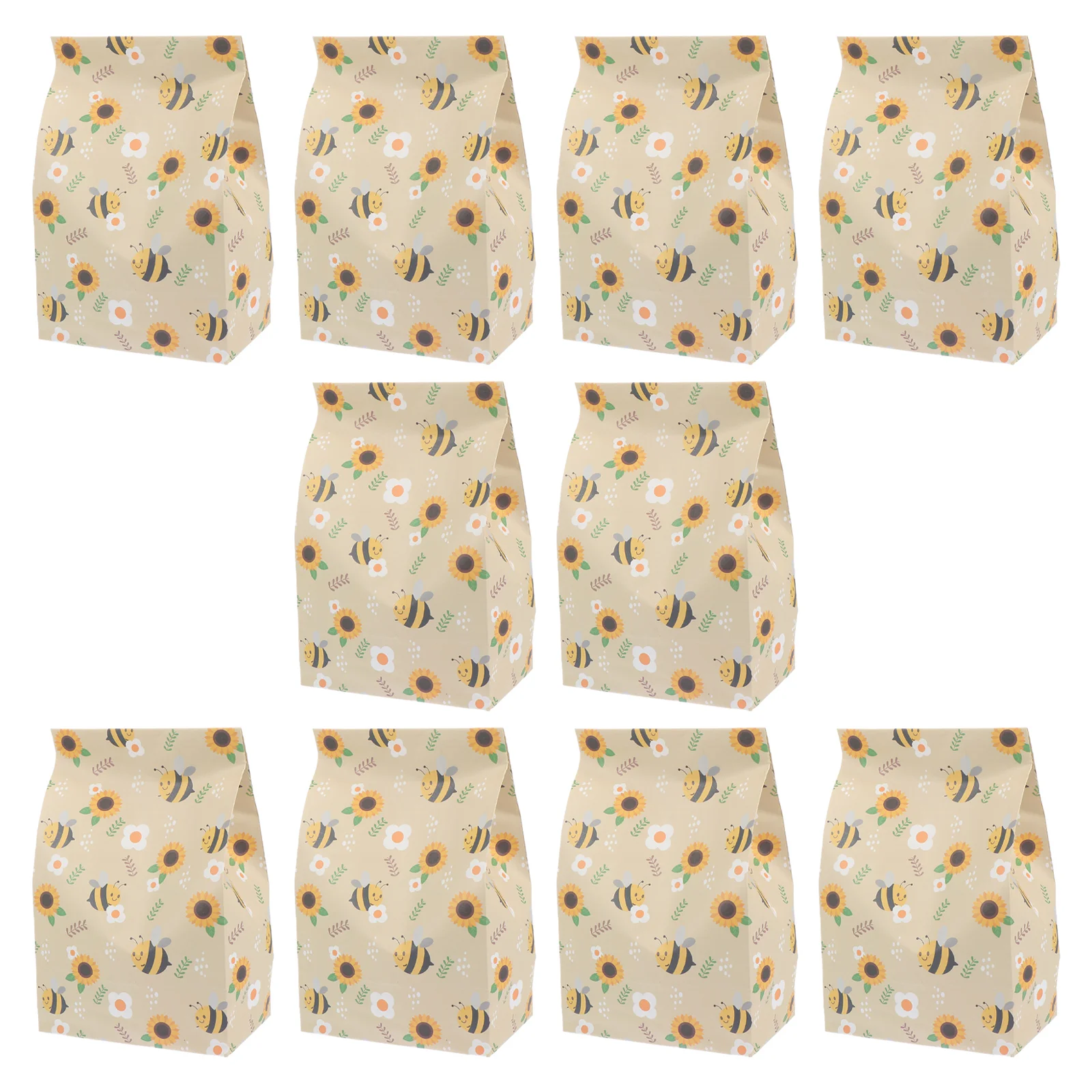 

10 Pcs Fall Decorations Bee Gift Bag Paper Bags Lovely Portable Packaging Flat Candies Packing Pouch Sweets Container