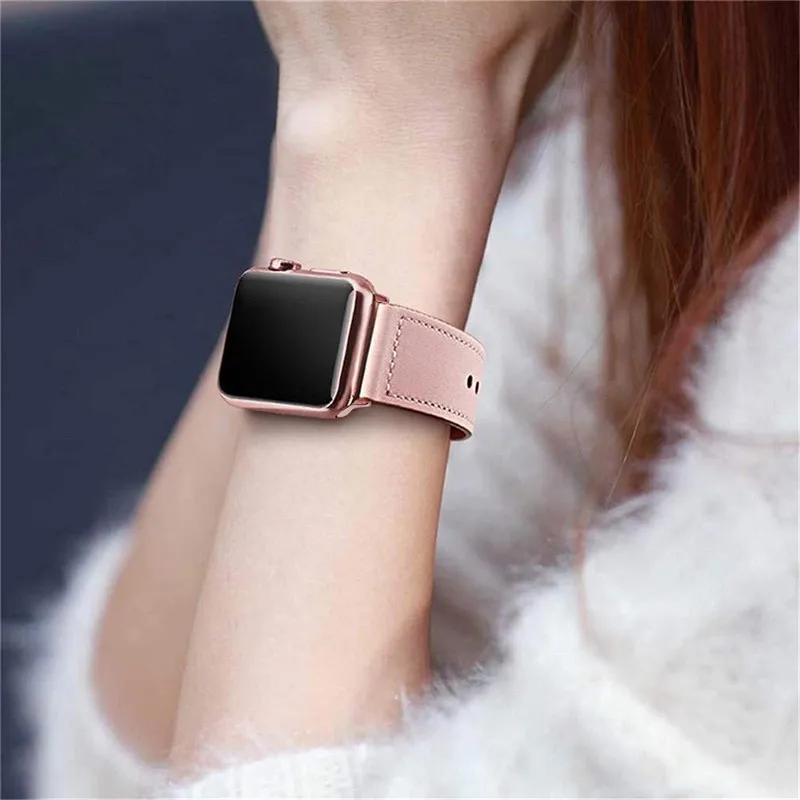 Leather band For Apple watch seres 7 45mm 41mm Accessories wristband bracelet iWatch 6 se 5 4 3 44mm 40mm 42mm 38mm 44 mm strap
