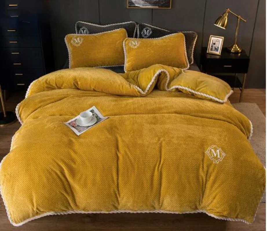 

Queen Size Winter Thicken Warm Short Plush Duvet Cover King Double Double-side Coral Fleece Quilt Cover Not Including Pillowcase
