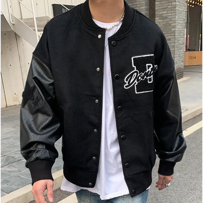 

American High Street Letter Flocking Embroidered Jackets Coat Men's High Quality Woolen Fabric Thickened Couple Baseball Uniform