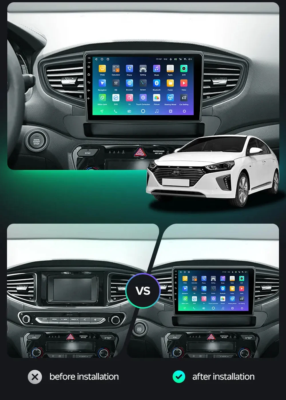 Для Hyundai Ioniq AE 2016 2017 2018 2019 2020 2021-2023 Android 14 Carplay Авто Радио Мультимедийный Видеоплеер